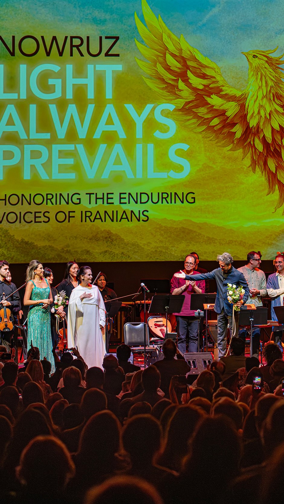 Farhang Foundation — Light Always Prevails concert program artwork and stage, Royce Hall